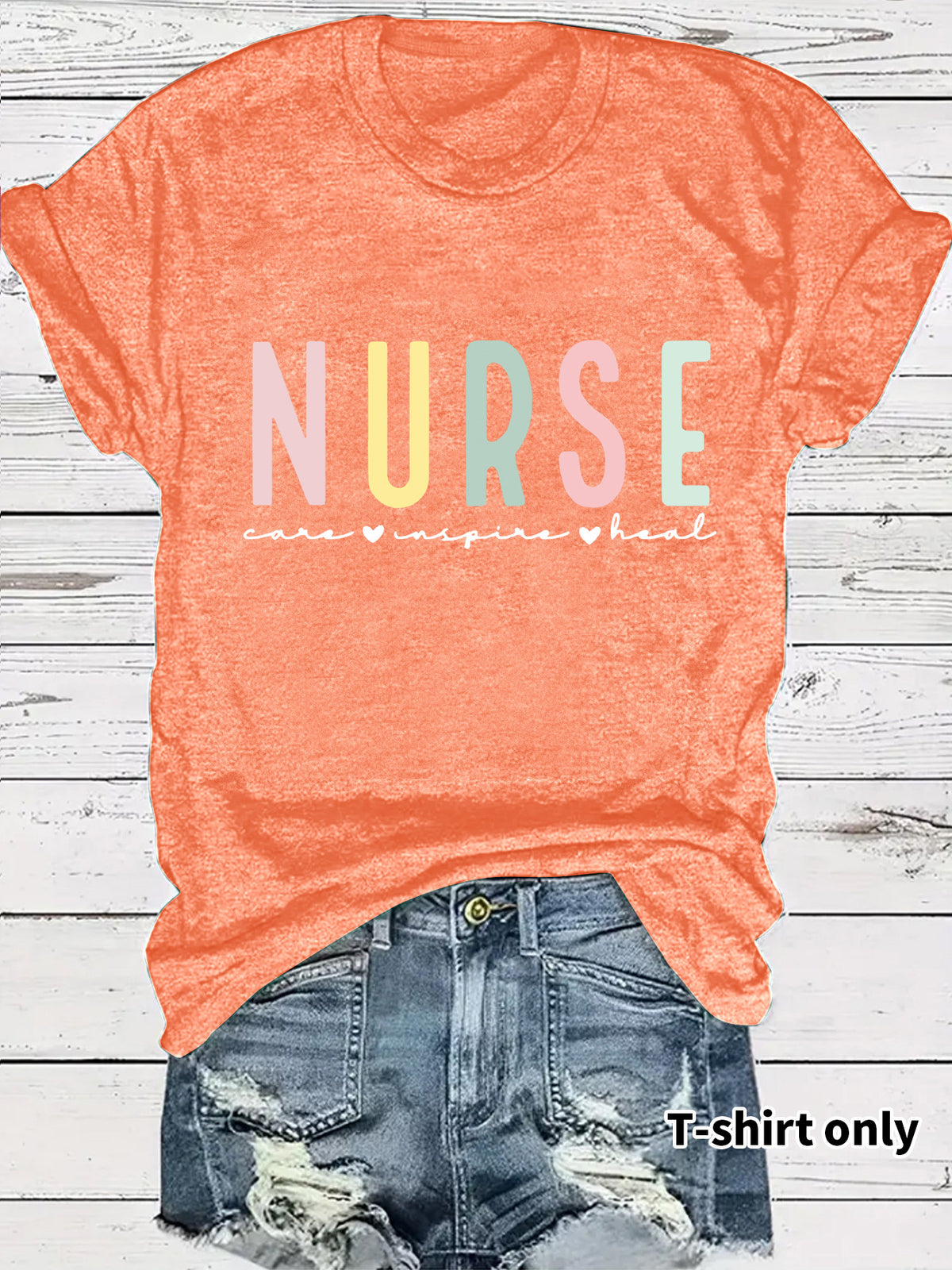NURSE colored letter printed short sleeved shirt