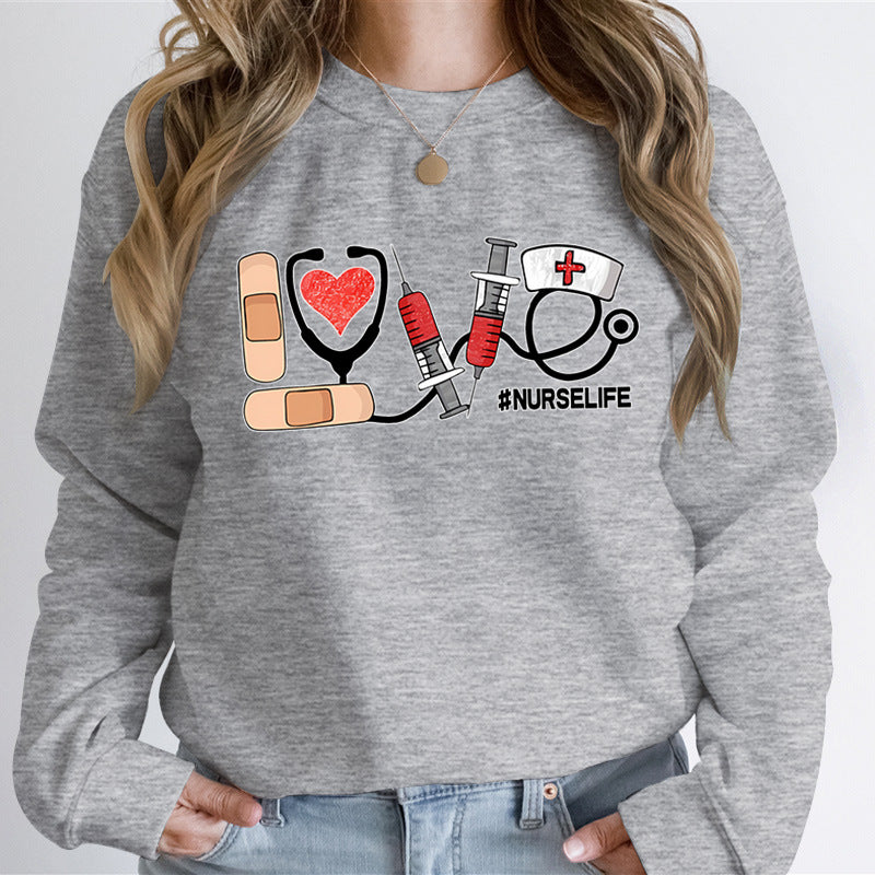 Love Nursing Graphic Sweatshirts Women Nurse Life Fashion Ca
