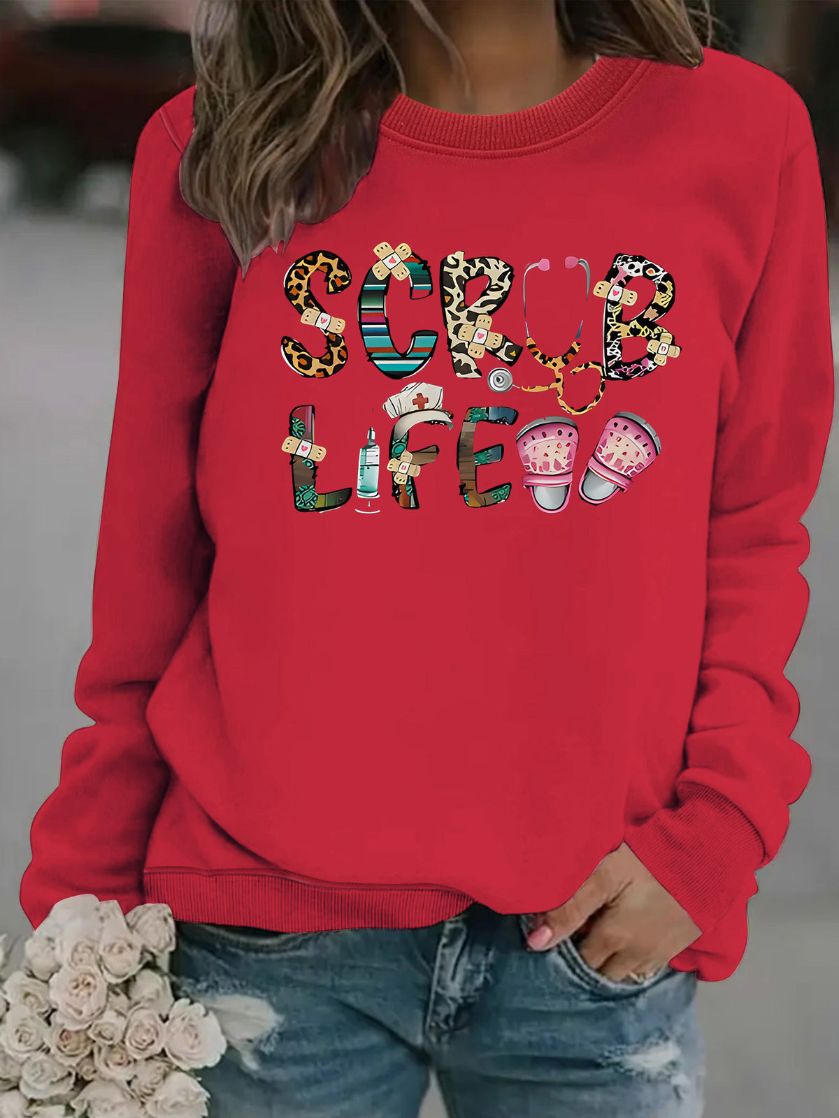 Hoodie female nurse themed pattern print