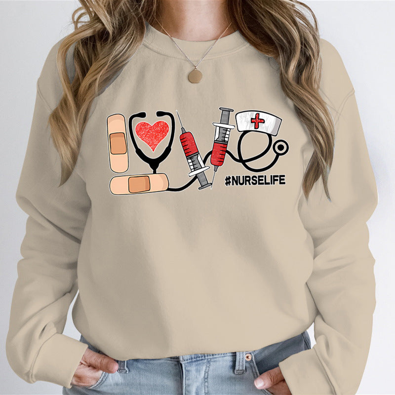 Love Nursing Graphic Sweatshirts Women Nurse Life Fashion Ca