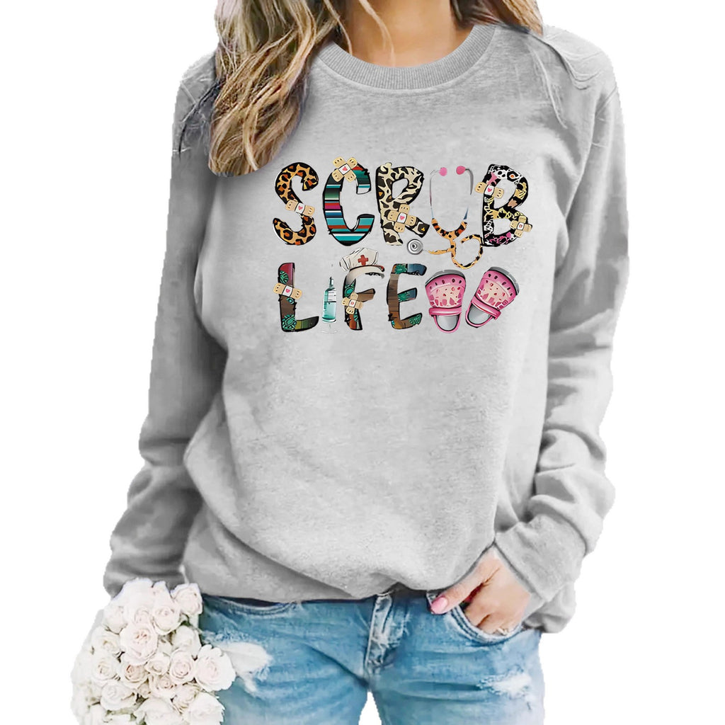 Hoodie female nurse themed pattern print