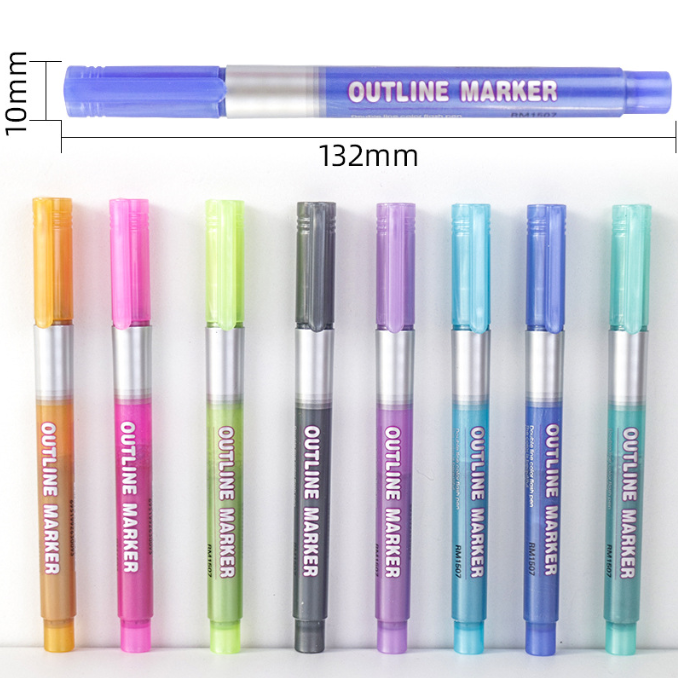 Double Line Outline Pen Set Fluorescent Pen Dual Color DIY Handnet Press Shiny Fluorescent Pen