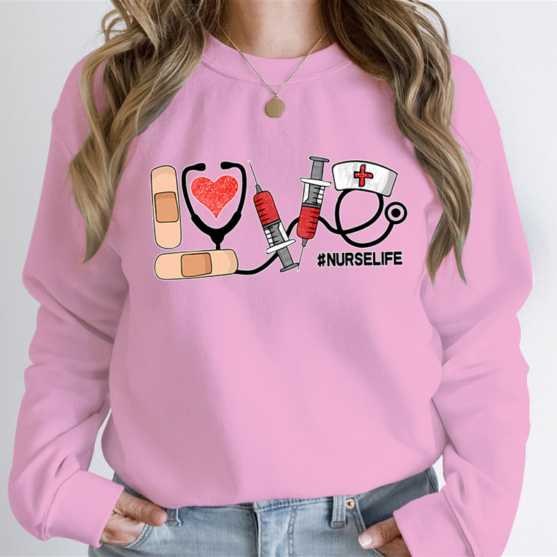 Love Nursing Graphic Sweatshirts Women Nurse Life Fashion Ca