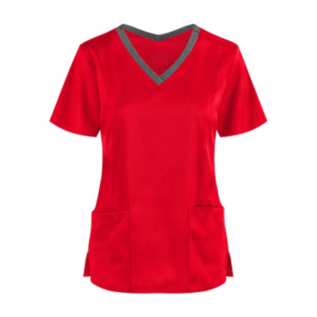 Women Nursing Scrubs Blouse Casual Short Sleeve Scrubs Working Uniforms Nurse Solid Color Top Tshirt V-neck Pocket Women Clothes