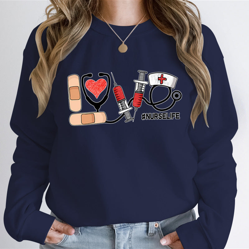 Love Nursing Graphic Sweatshirts Women Nurse Life Fashion Ca