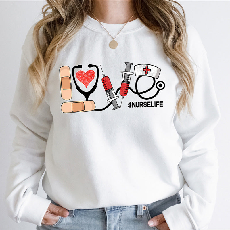 Love Nursing Graphic Sweatshirts Women Nurse Life Fashion Ca