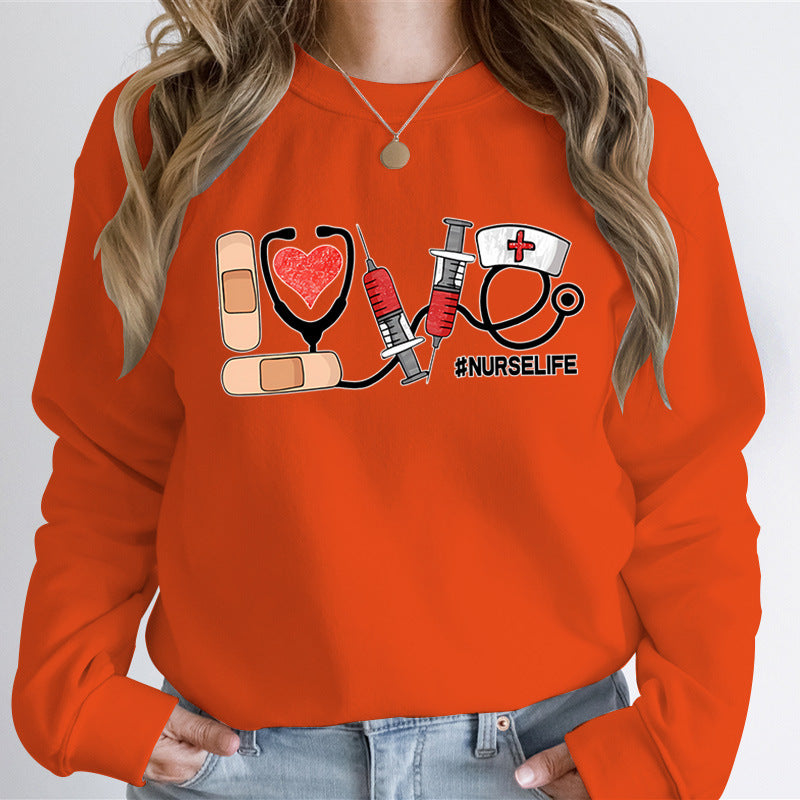 Love Nursing Graphic Sweatshirts Women Nurse Life Fashion Ca