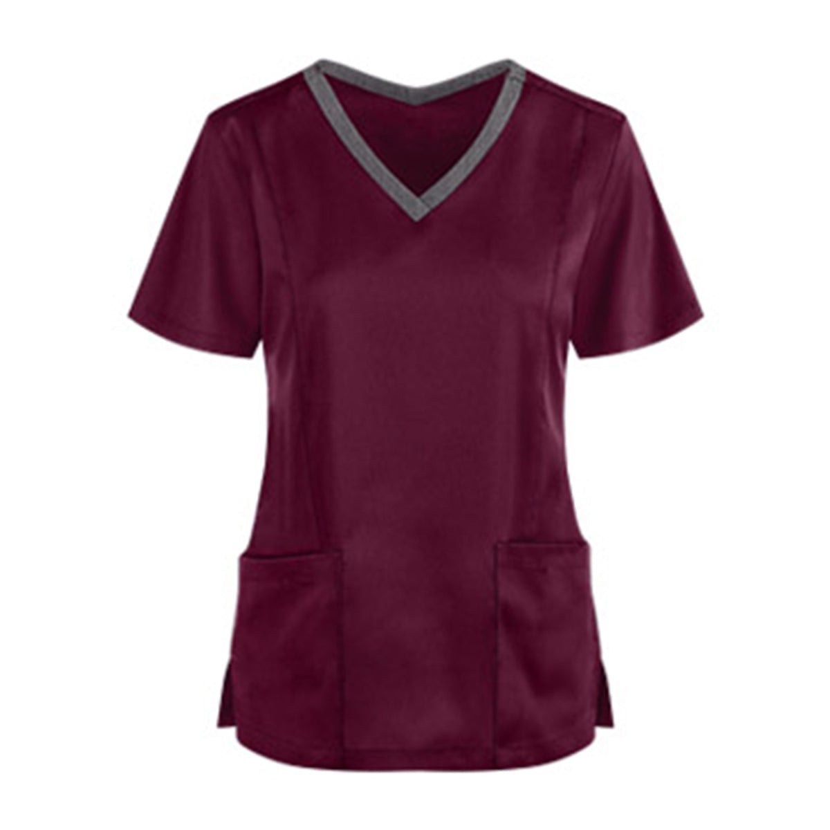 Women Nursing Scrubs Blouse Casual Short Sleeve Scrubs Working Uniforms Nurse Solid Color Top Tshirt V-neck Pocket Women Clothes