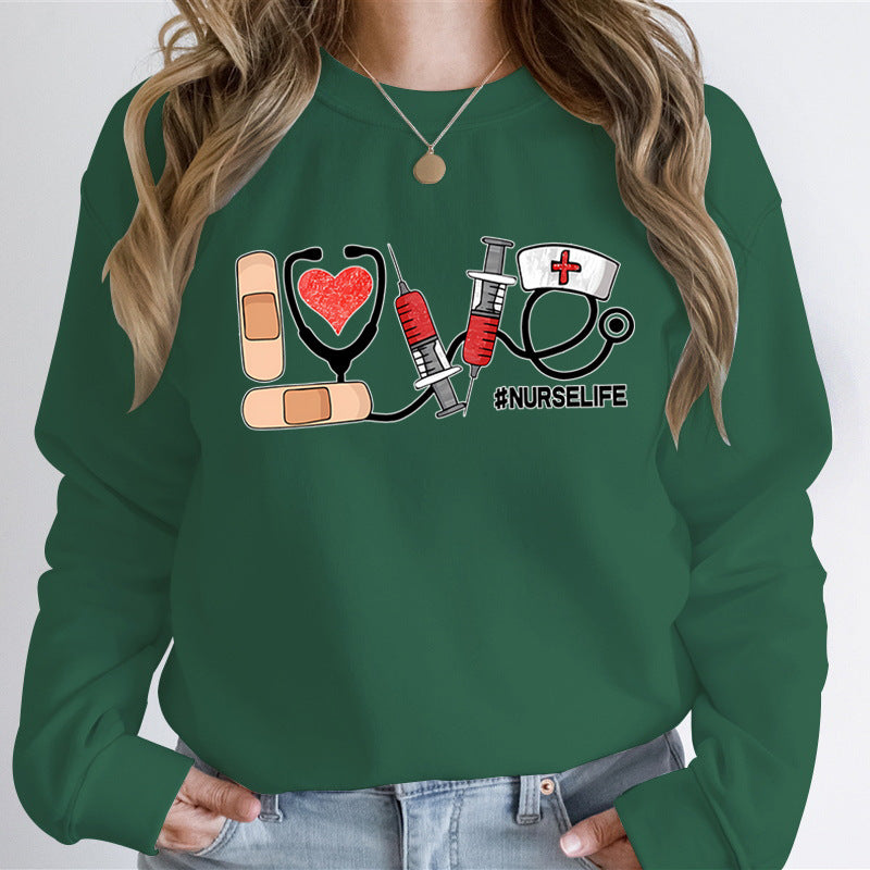 Love Nursing Graphic Sweatshirts Women Nurse Life Fashion Ca