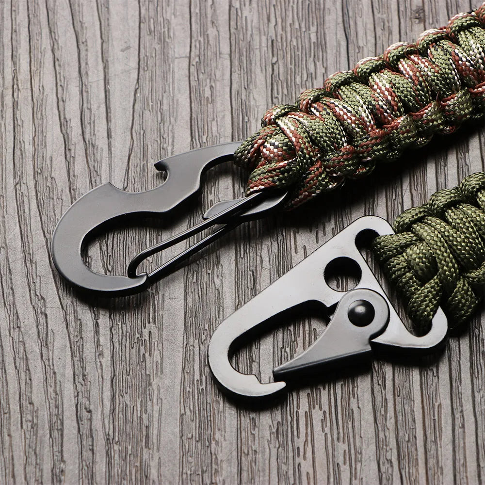 Outdoor Keychain Ring Camping Carabiner Military Paracord Cord Rope Camping Survival Kit Emergency Knot Bottle Opener Key Chain