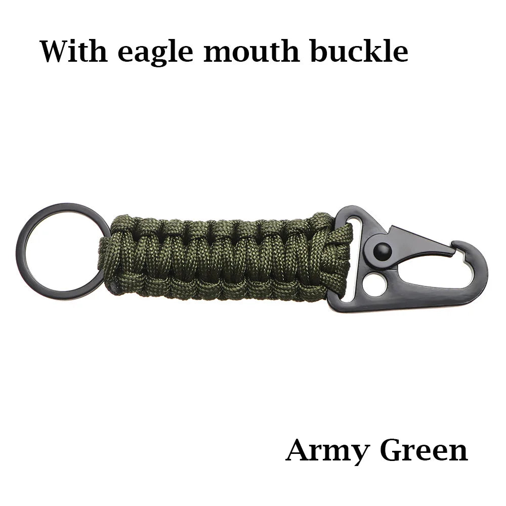 Outdoor Keychain Ring Camping Carabiner Military Paracord Cord Rope Camping Survival Kit Emergency Knot Bottle Opener Key Chain