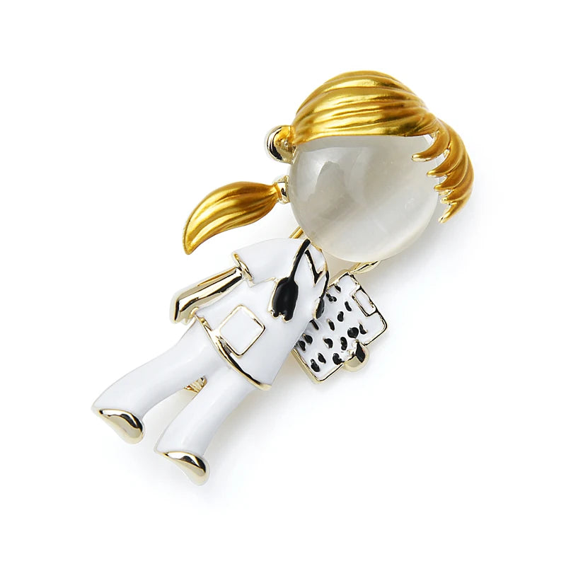 Wuli&baby New Opal Enamel Doctor Nurse Brooches Women Hospital Office Brooch Pins Gifts