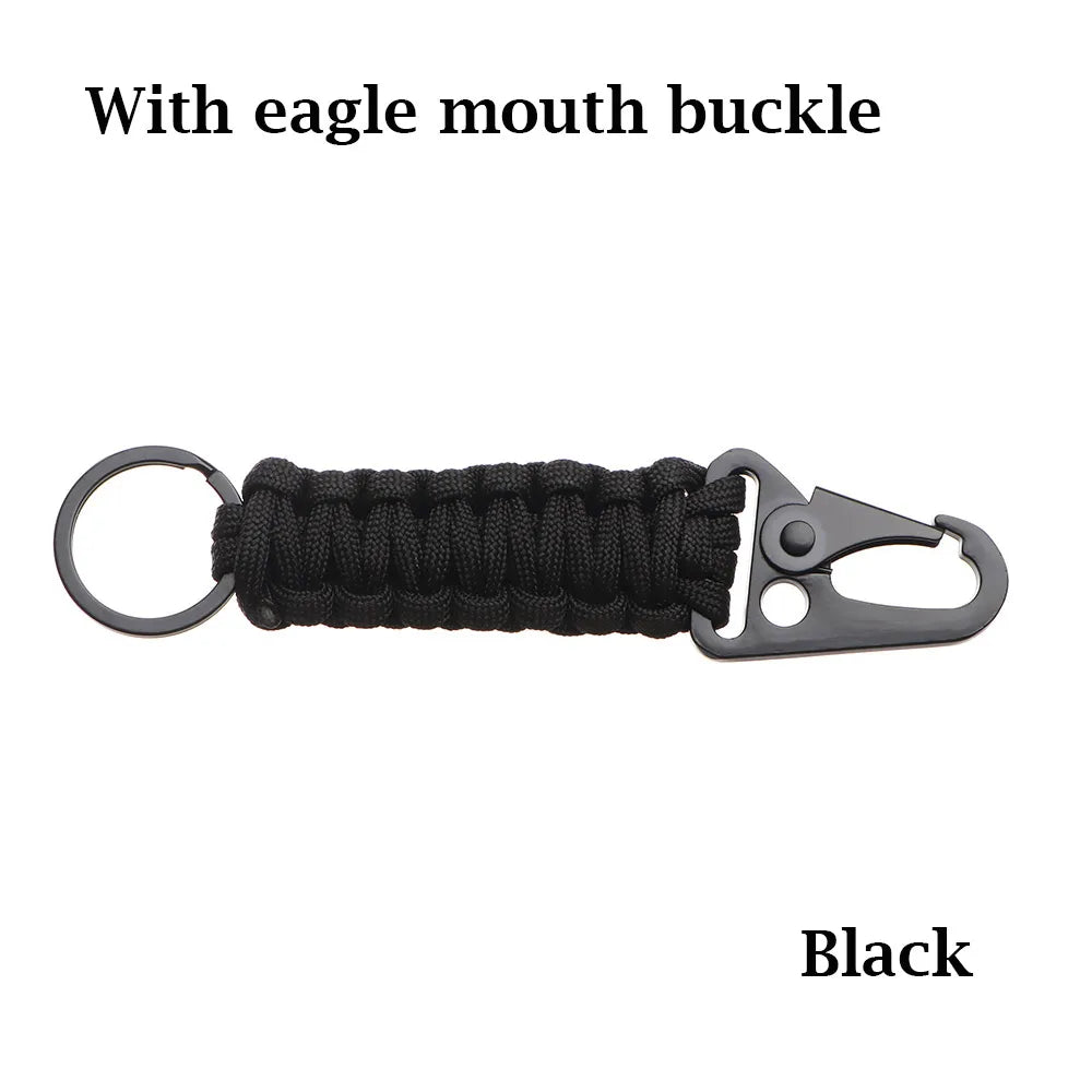 Outdoor Keychain Ring Camping Carabiner Military Paracord Cord Rope Camping Survival Kit Emergency Knot Bottle Opener Key Chain