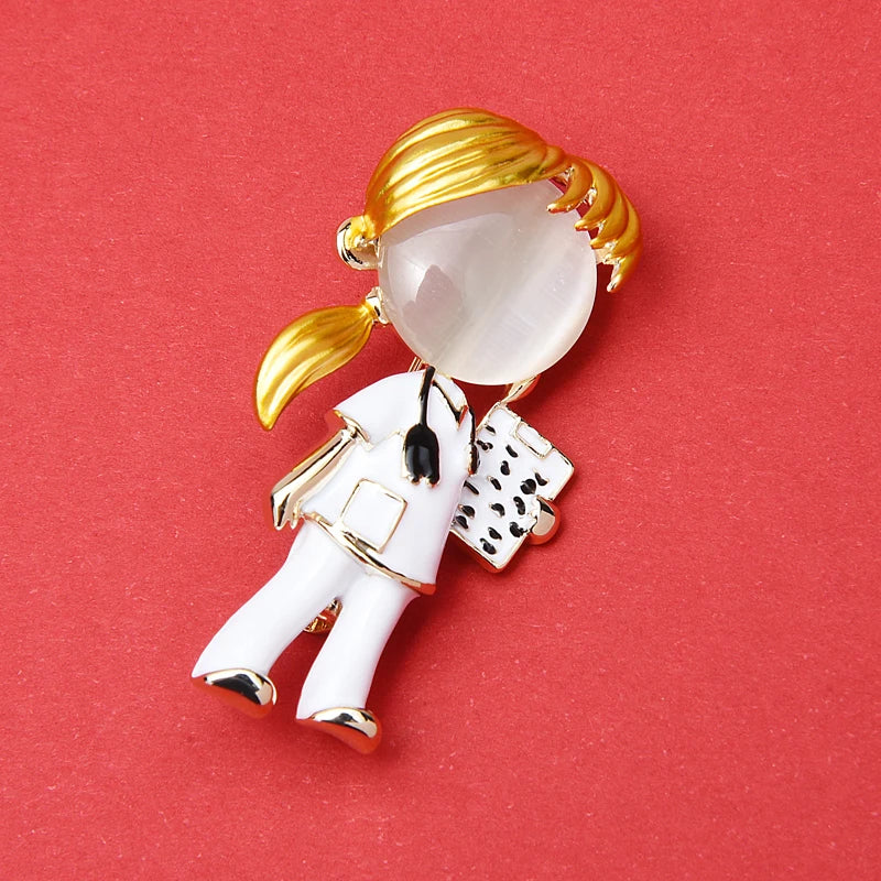 Wuli&baby New Opal Enamel Doctor Nurse Brooches Women Hospital Office Brooch Pins Gifts